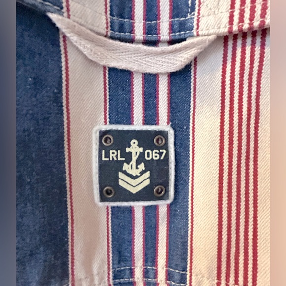 90s Ralph Lauren Naval Striped Color Block Denim Jacket - Size L - Picture 5 of 6